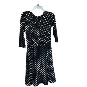 Ann Taylor Solid Black and White Polka Dot Dress size Small